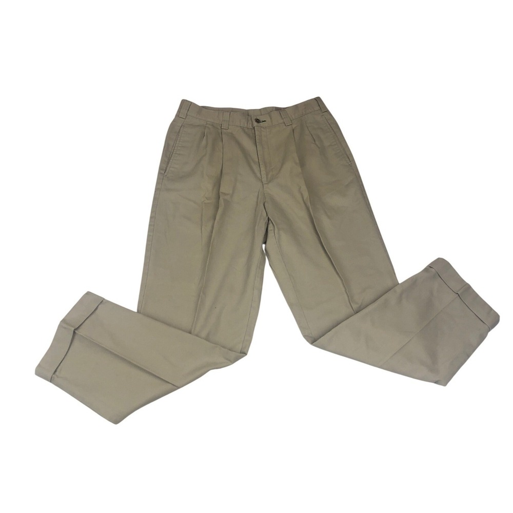 Tommy Hilfiger Mens Khaki Cuffed Pleated Light Corduroy Chino Pants Size 34x30‎